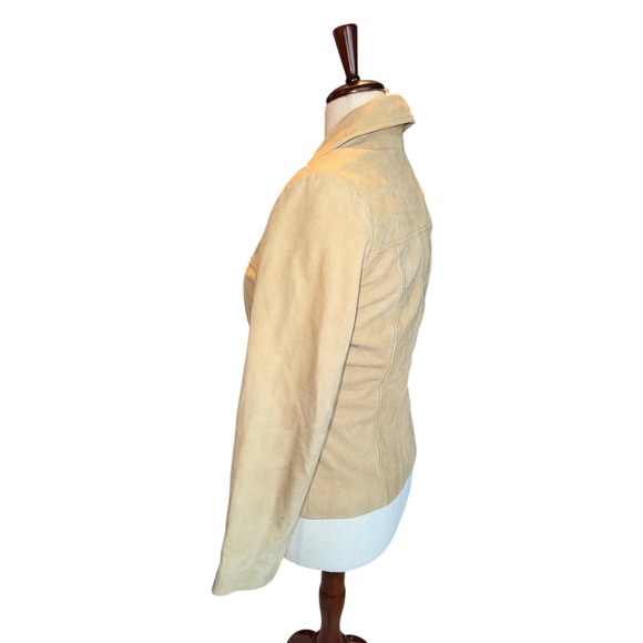 Vintage 90s Nine West Beige Soft Lather Button Up Jacket Women's Small - Picture 5 of 12